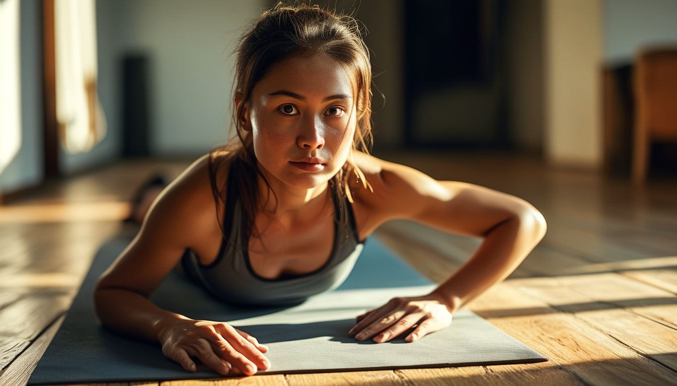 A strong plank hold on the floor